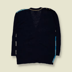 1980s | Koret | Novelty Star & Tassel Knit Cardigan | Navy, Turquoise & Cream - 14