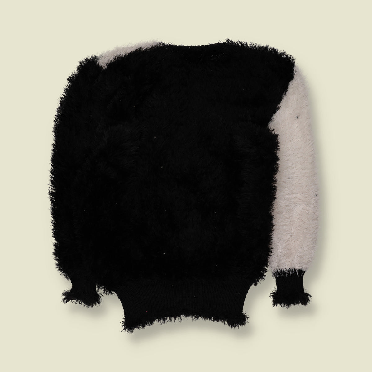 1980s | Fluffy Eyelash Knit Star Appliqué Jumper | Black & White - 12