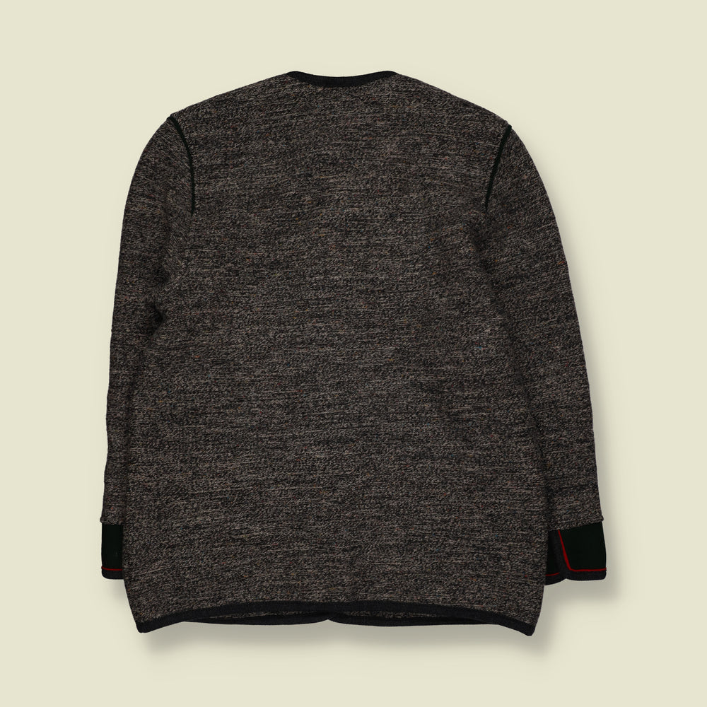 1980s | Embroidered Folk Art Knit Cardigan | Grey, Green & Red - 16