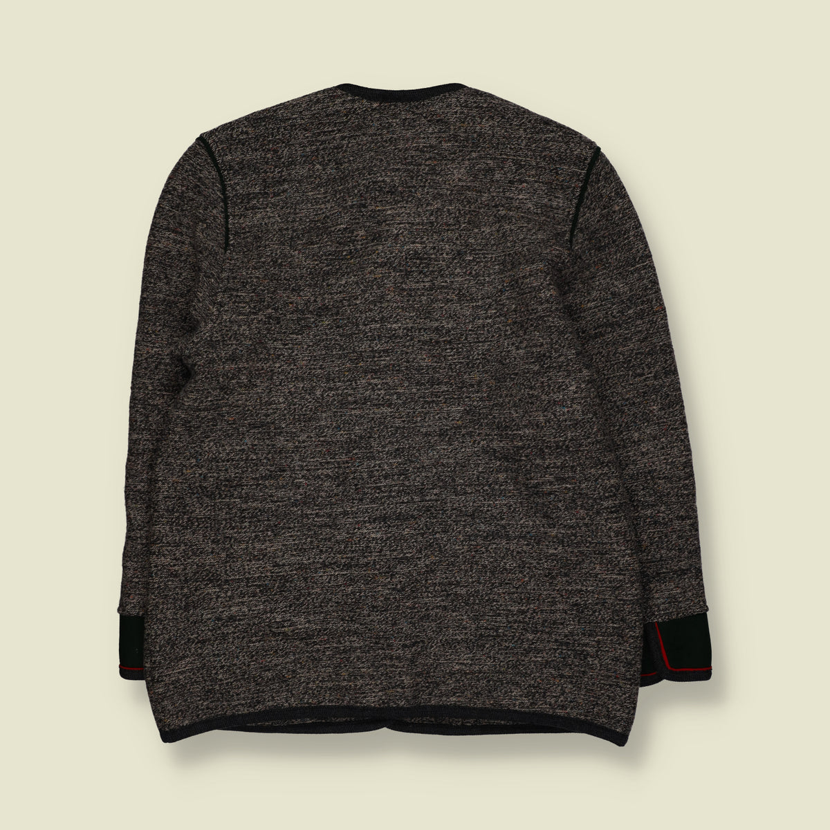 1980s | Embroidered Folk Art Knit Cardigan | Grey, Green & Red - 16