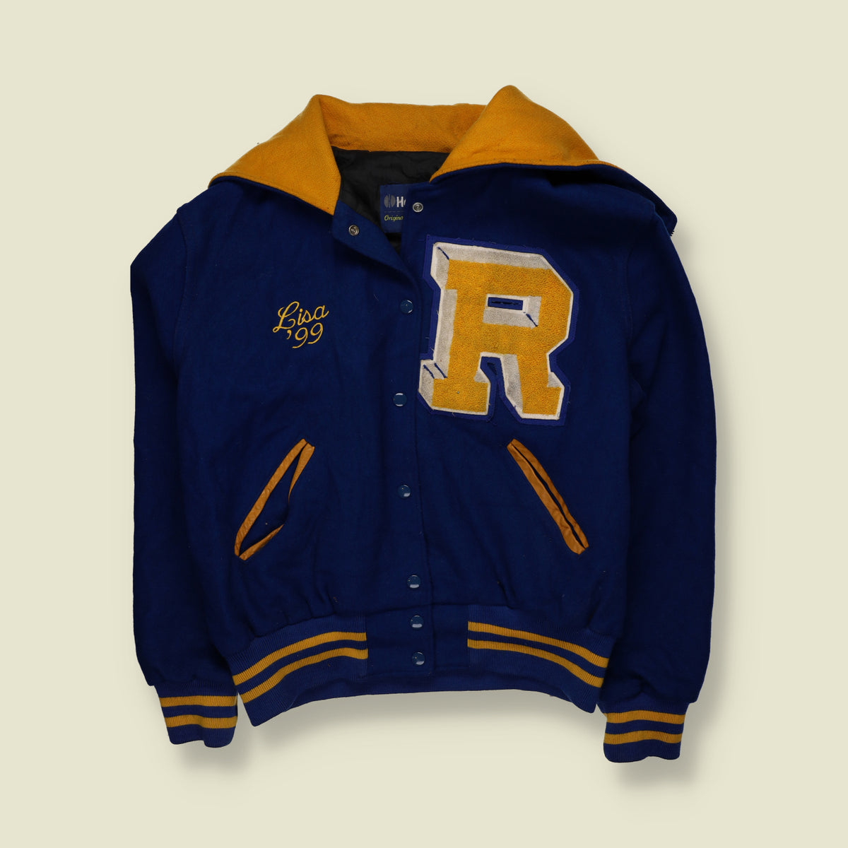 1990s | Wool Blend Letterman Varsity Jacket | Royal Blue & Gold - 20