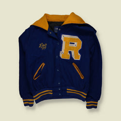 1990s | Wool Blend Letterman Varsity Jacket | Royal Blue & Gold - 20