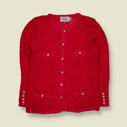 1970s | Tally Ho | Gold Button Knit Cardigan - Size 10