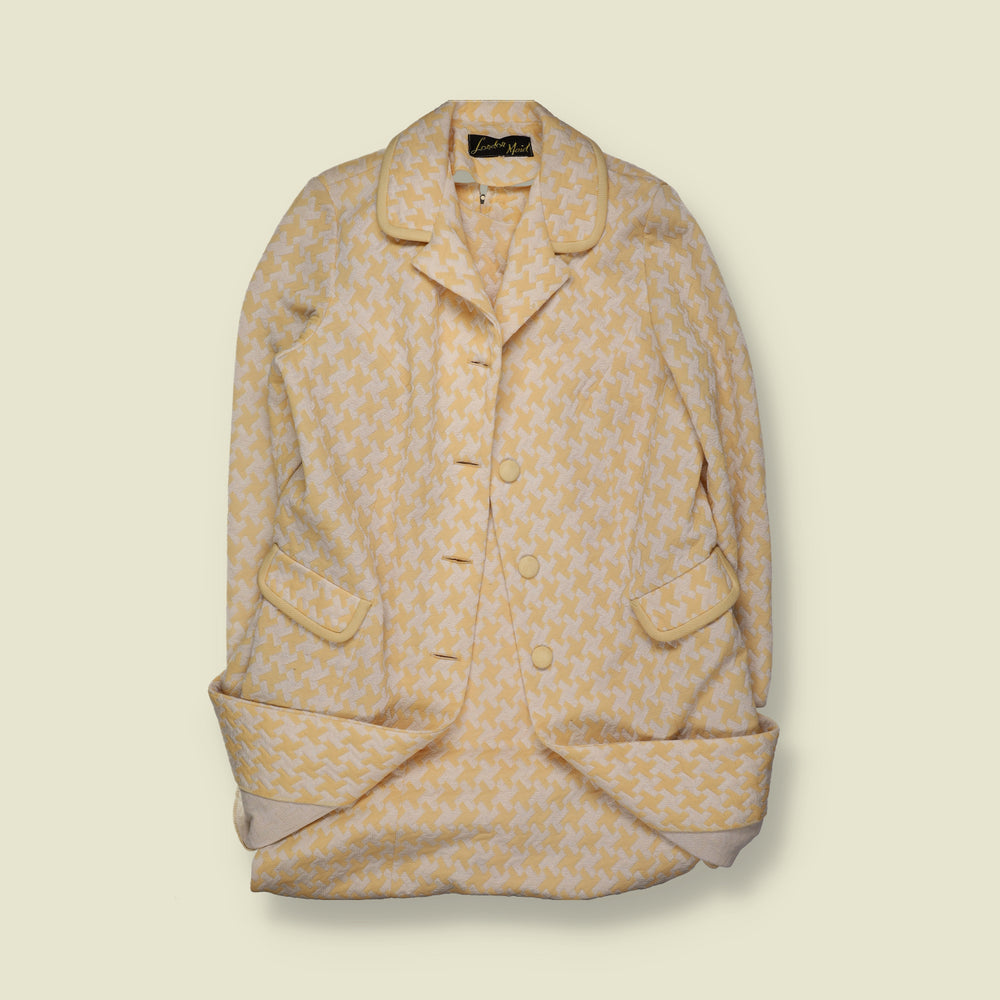 1960s | London Maid | Houndstooth Two Piece Suit | Yellow & White - 8