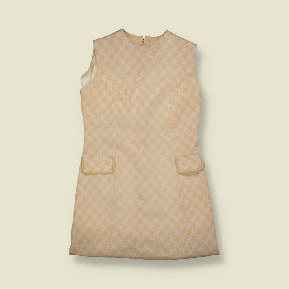 1960s | London Maid | Houndstooth Two Piece Suit | Yellow & White - 8