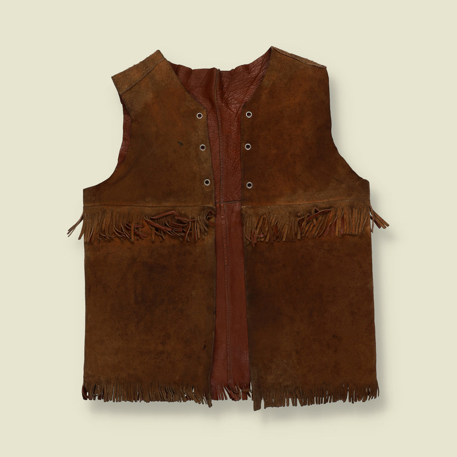 1970s | Suede Fringe Waistcoat | Brown - 6