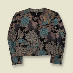 1980s | Floral Blazer | Black & Blue - 14