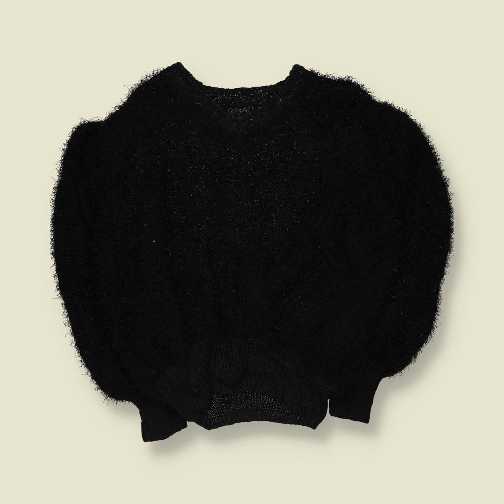 1980s | Fluffy Eyelash Knit Jumper | Black - 20