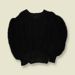 1980s | Fluffy Eyelash Knit Jumper | Black - 20