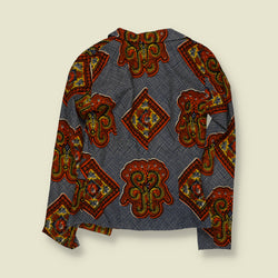 1980s | Patterned Open Jacket | Orange, Blue & Yellow - 2