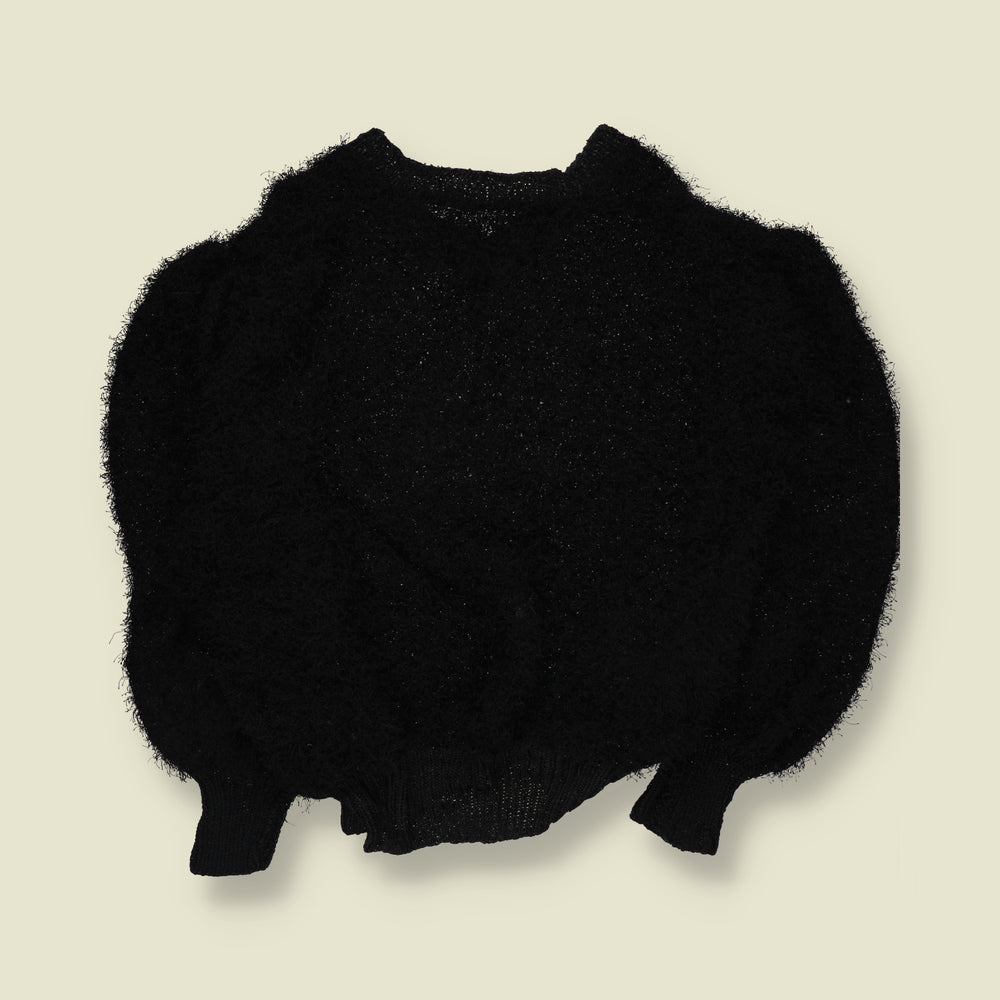 1980s | Fluffy Eyelash Knit Jumper | Black - 20