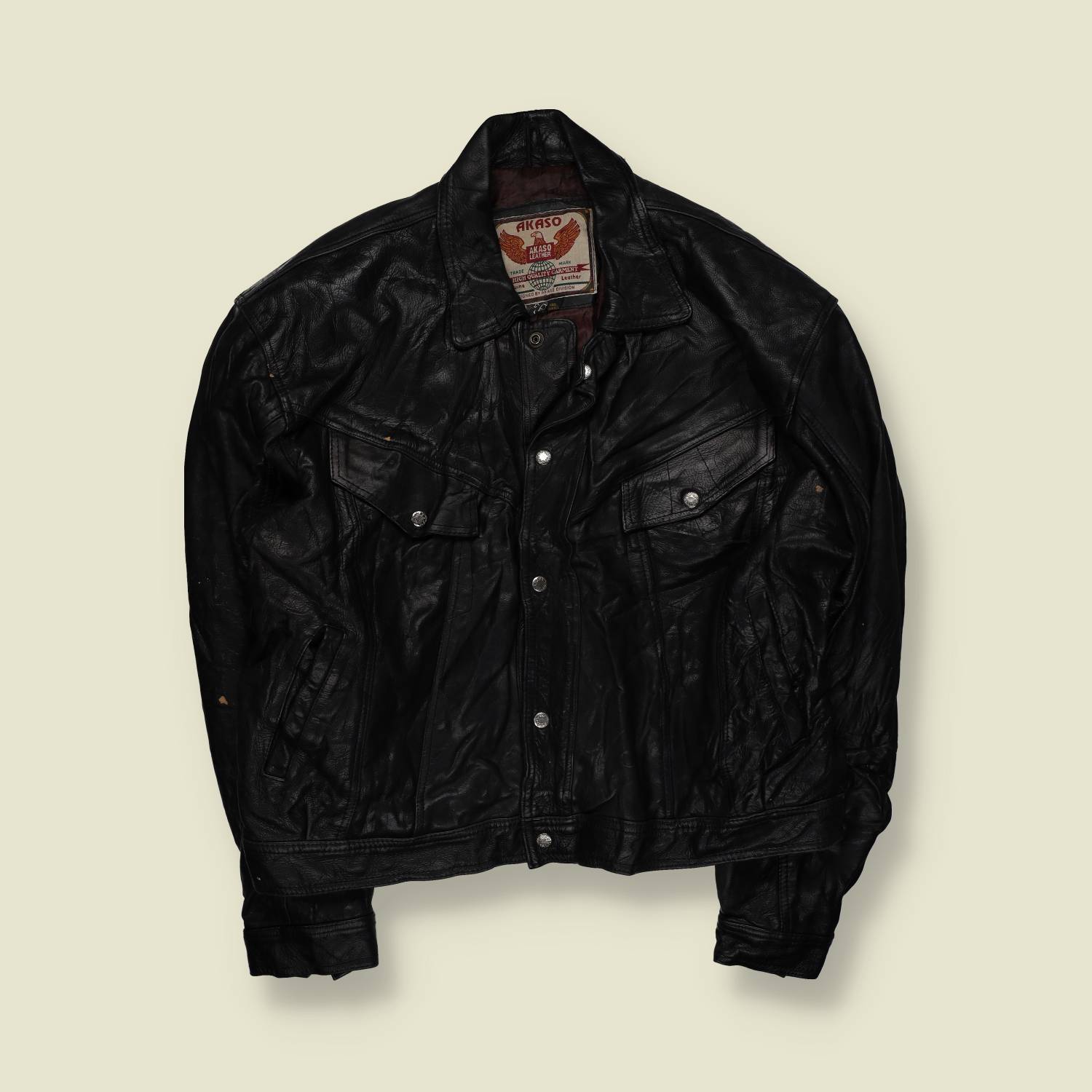 1980s | Akaso | Leather Western Jacket | Black - XXL