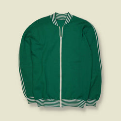 1970s | Sports Track Jacket | Polyester | Green and White – XS