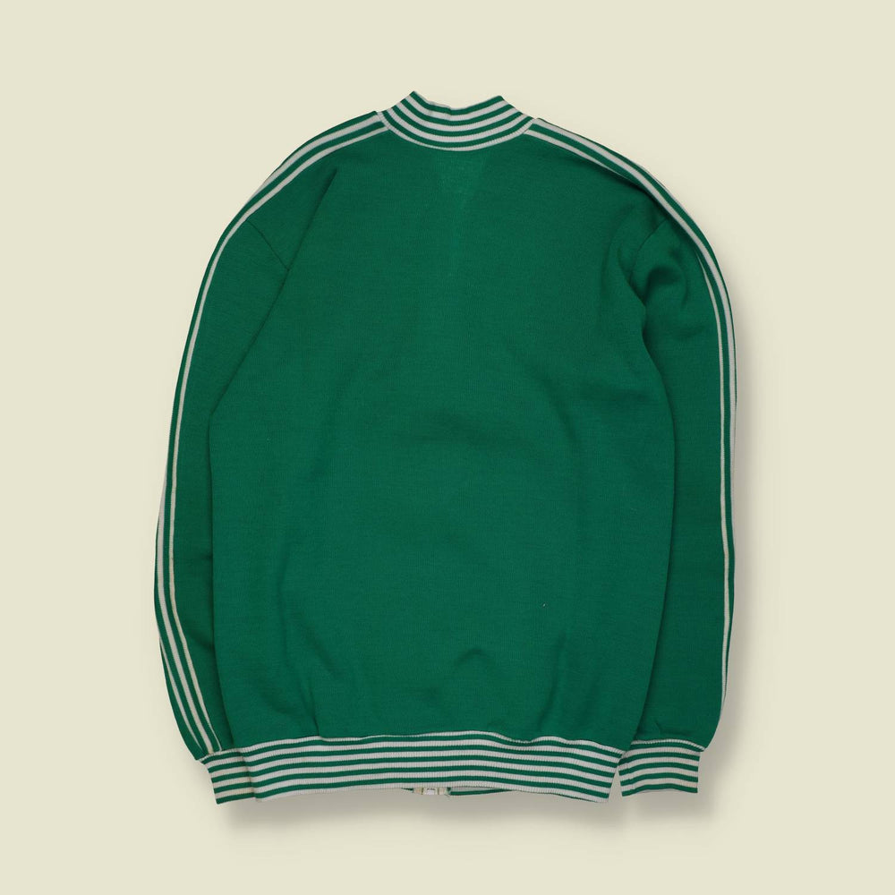 1970s | Sports Track Jacket | Polyester | Green and White – XS