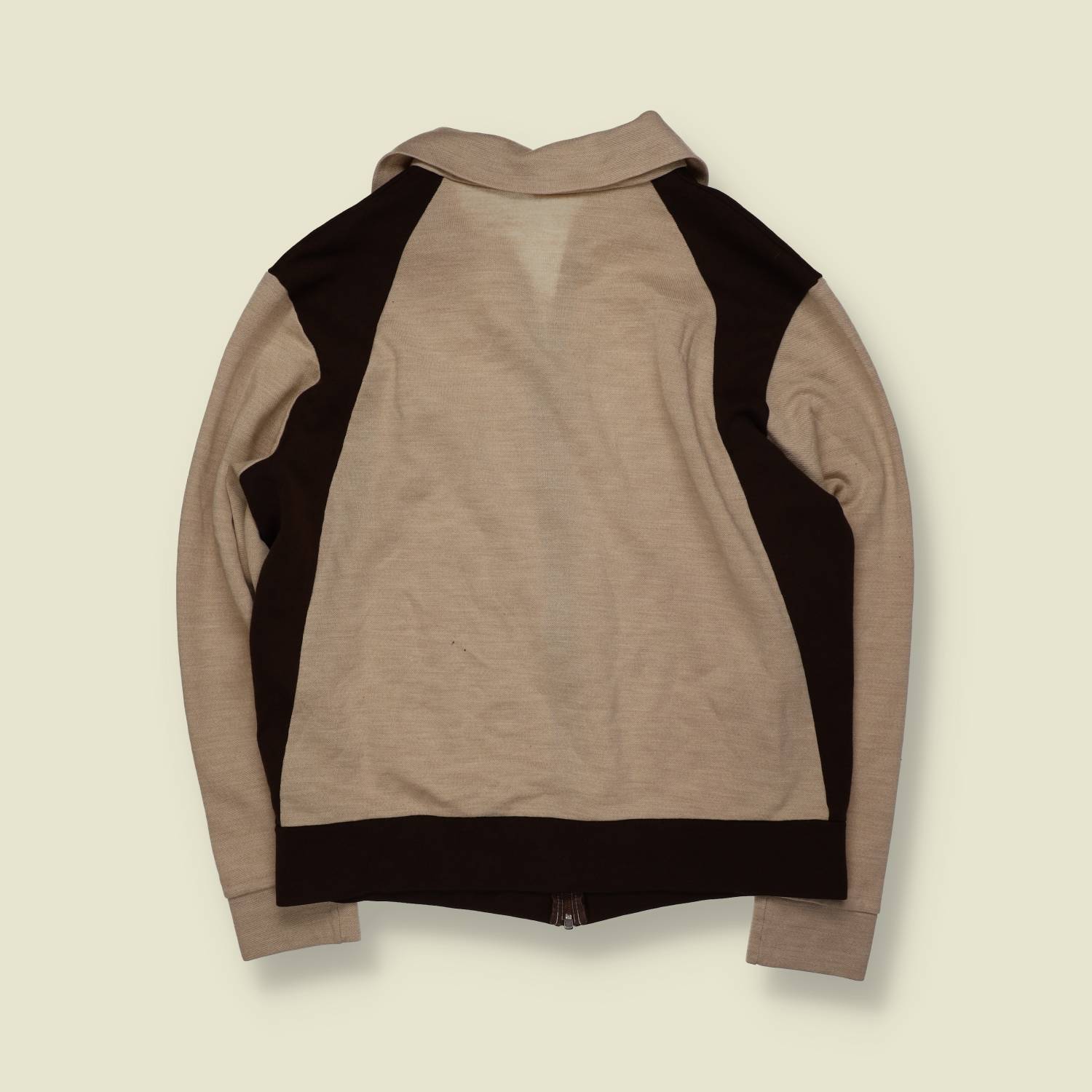 1970s | Unbranded | Sports track jacket | Polyester | Beige / Brown – M