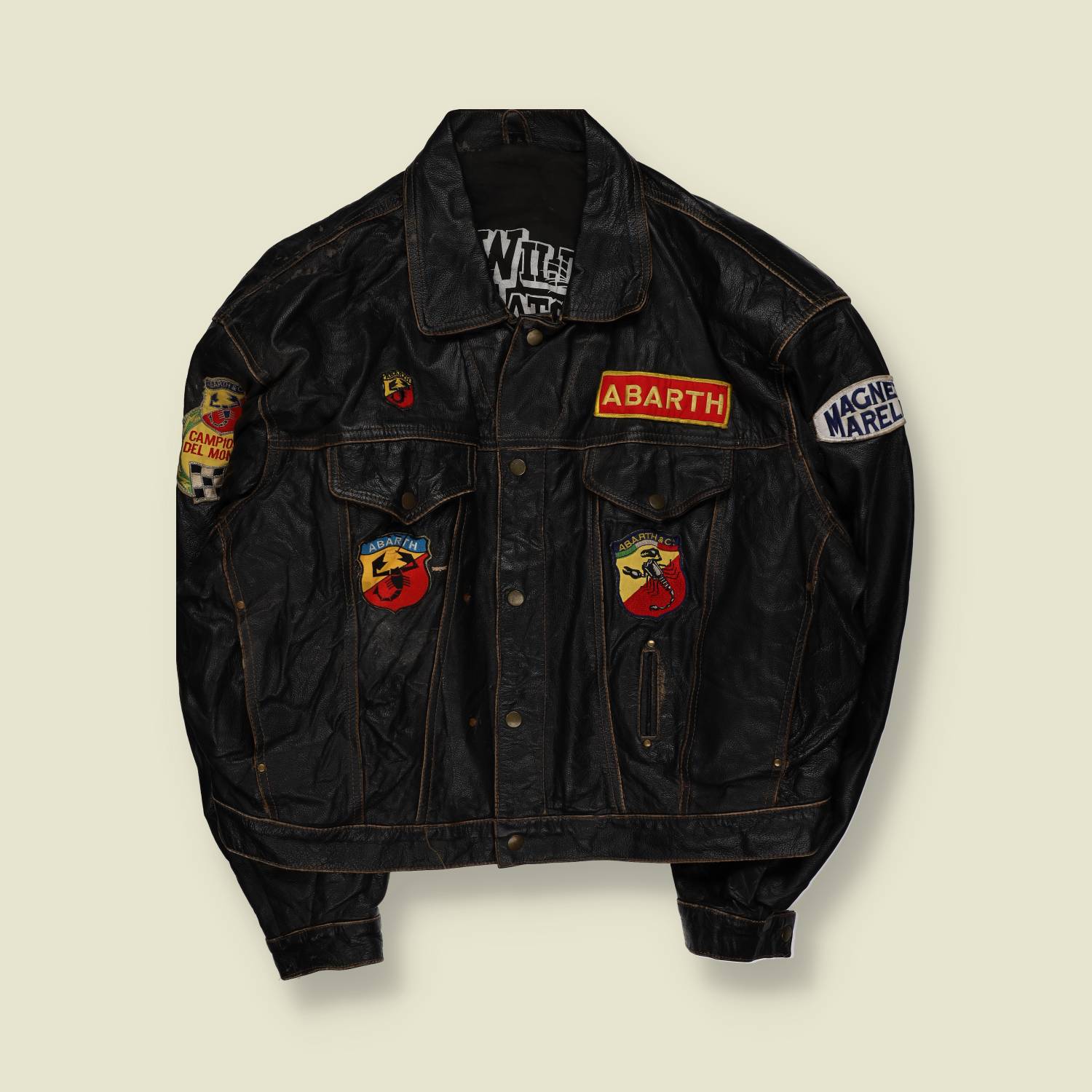 1980s | Wild | Leather Racing Trucker Jacket | Black - XXL