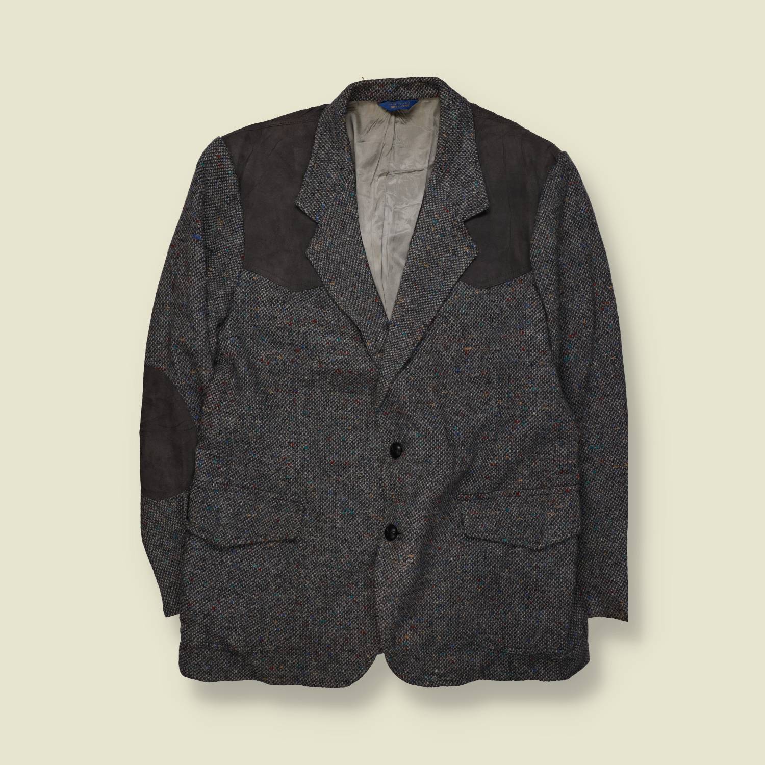 1970s | Pendleton | Wool western blazer | Flecked tweed | Grey / Brown – L