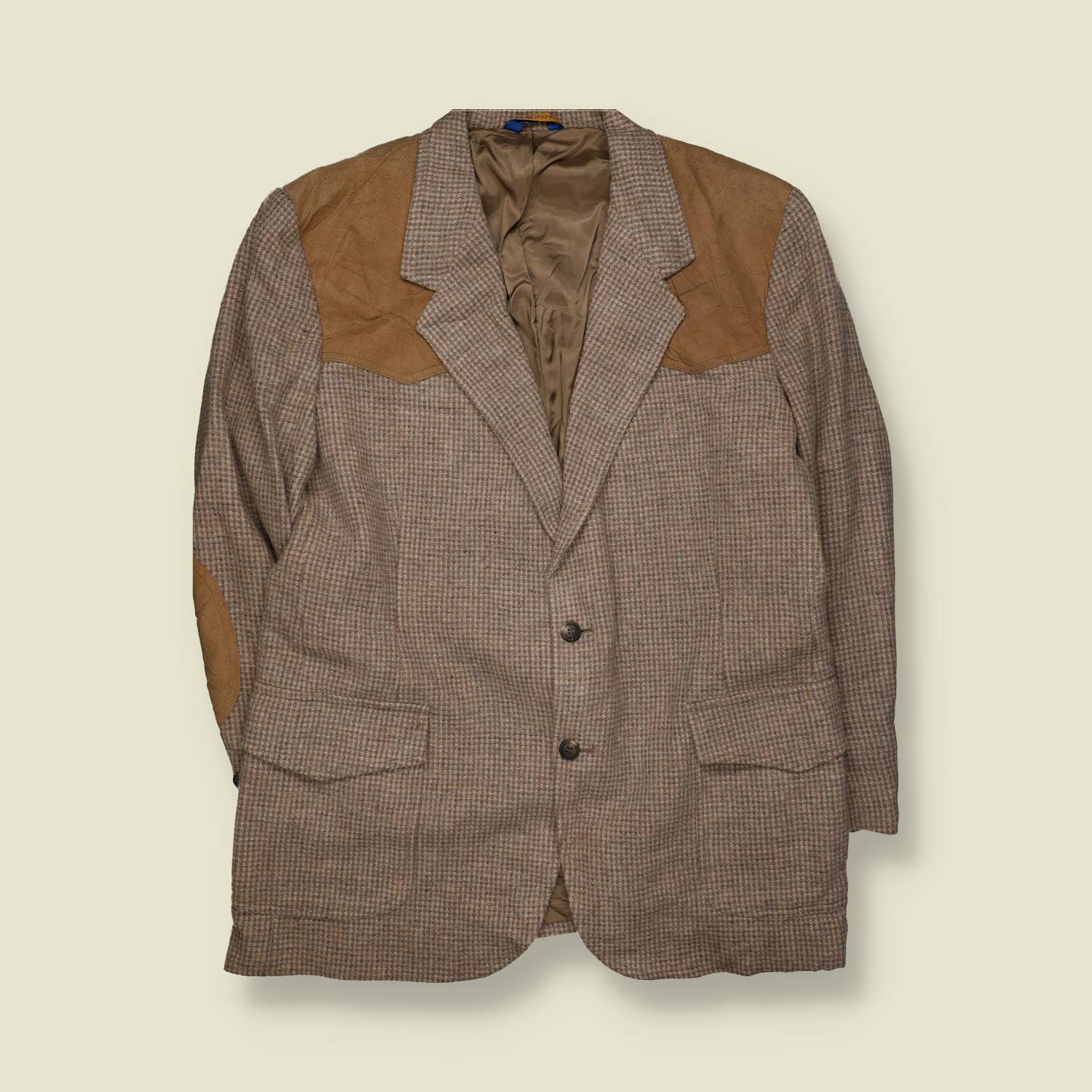 1970s | Pendleton | Wool western blazer | Check | Brown / Tan – XL
