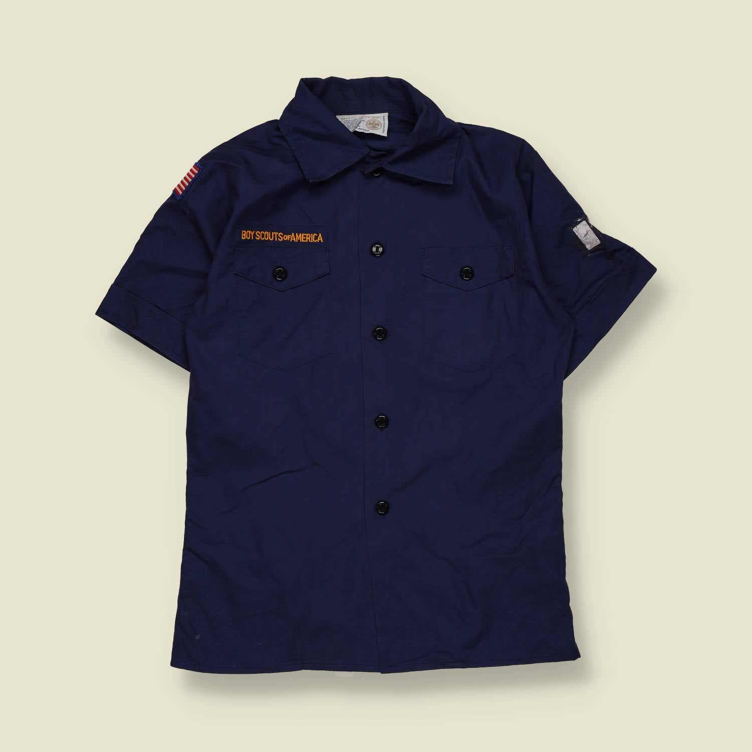 1980s–1990s | Boy Scouts of America | Short Sleeve Uniform Shirt | Dark Blue – XXXS