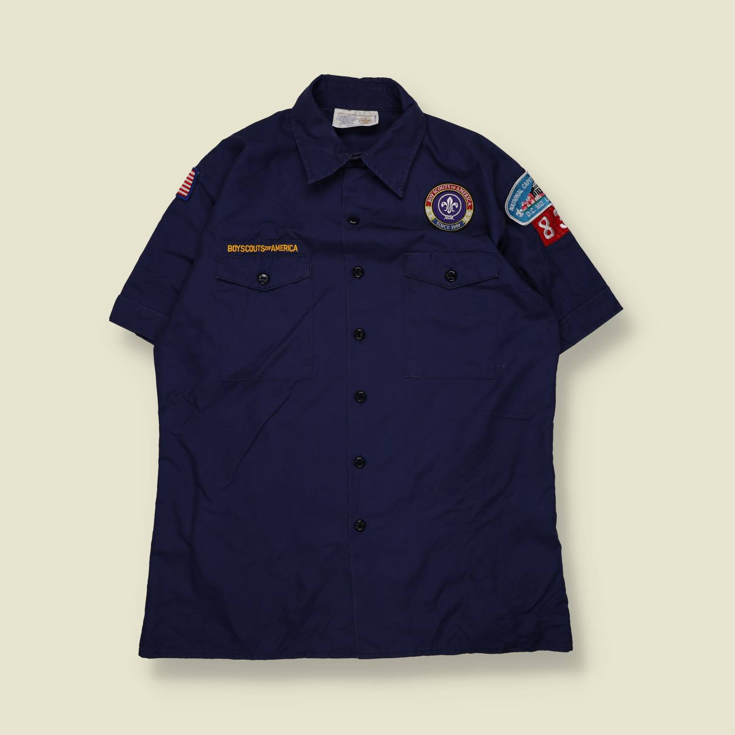 1980s–1990s | Boy Scouts of America | Short Sleeve Uniform Shirt | Dark Blue – M