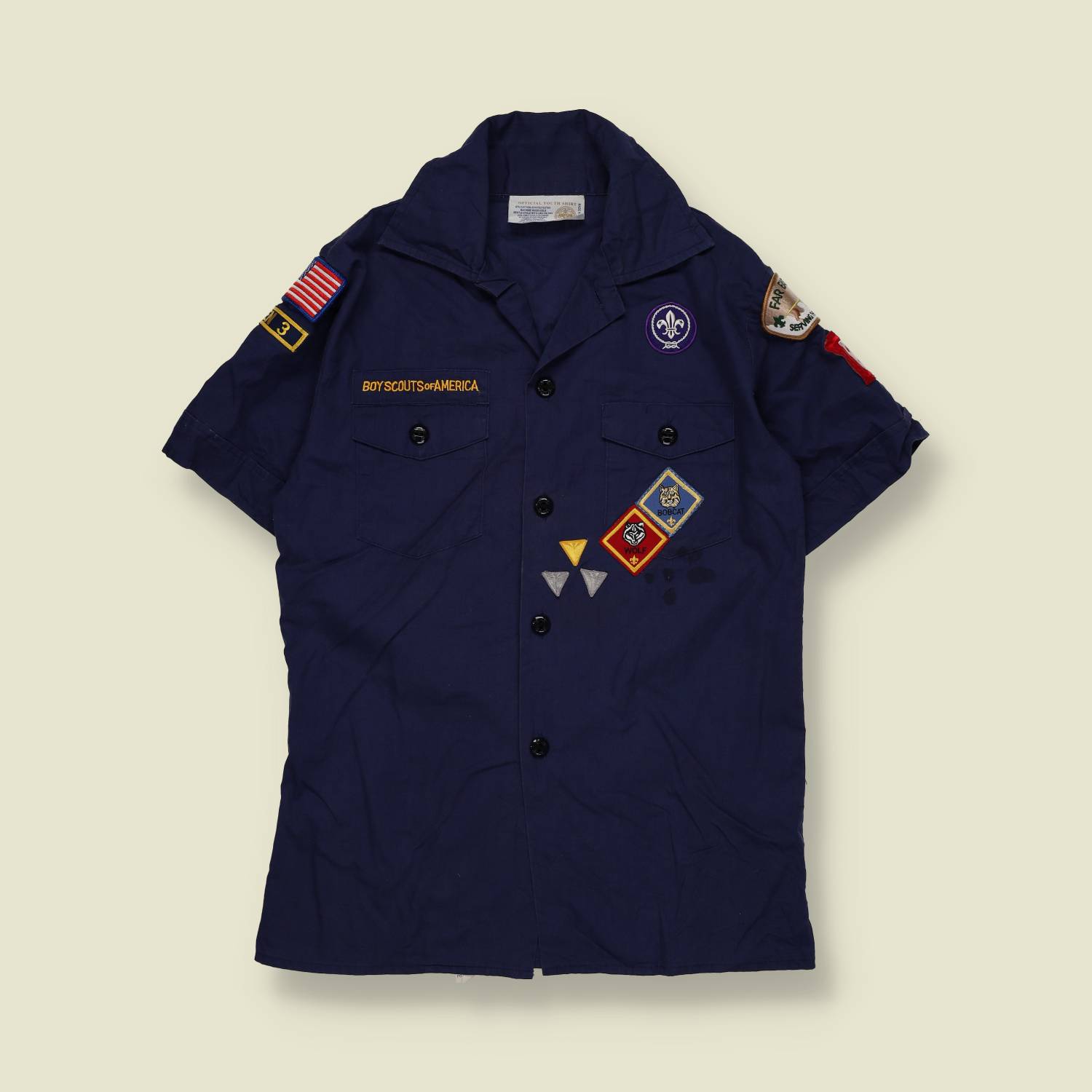 1980s–1990s | Boy Scouts Of America | Short Sleeve Uniform Shirt | Dark Blue – XXXS