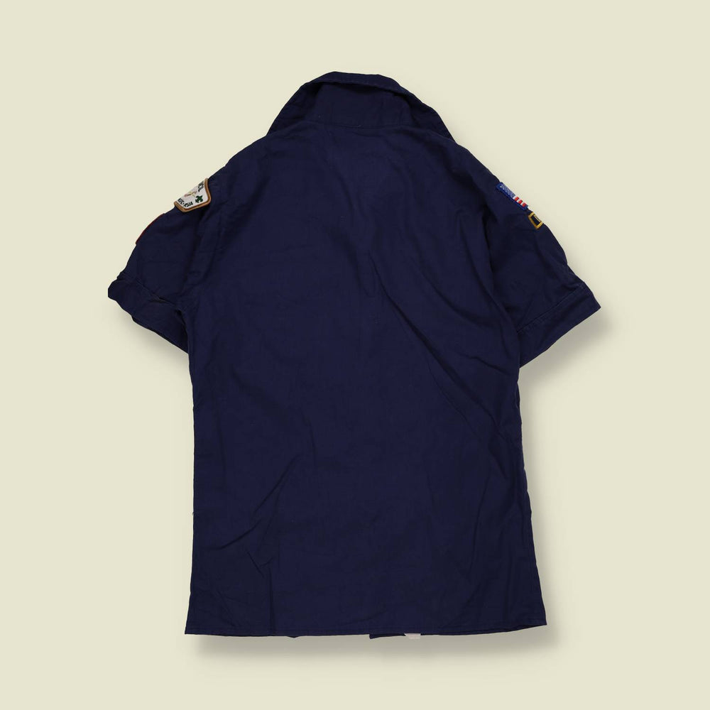 1980s–1990s | Boy Scouts Of America | Short Sleeve Uniform Shirt | Dark Blue – XXXS