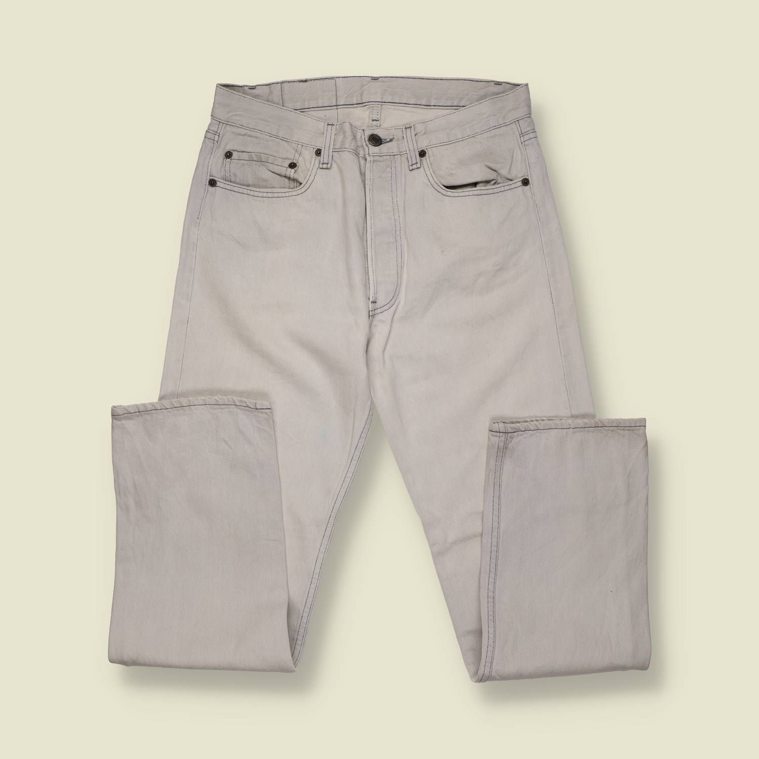 1980s–1990s | Levi’s 501 | Made in USA | Original Denim Jeans | Faded Stone – w30