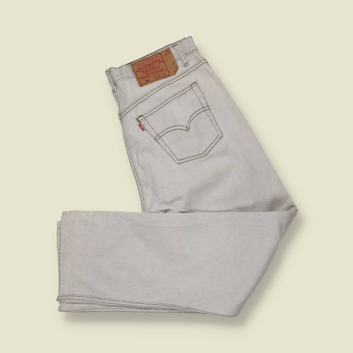 1980s–1990s | Levi’s 501 | Made in USA | Original Denim Jeans | Light Stone – w32