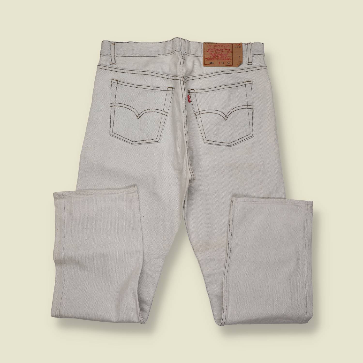 1980s–1990s | Levi’s 501 | Made in USA | Original Denim Jeans | Light Stone – w32