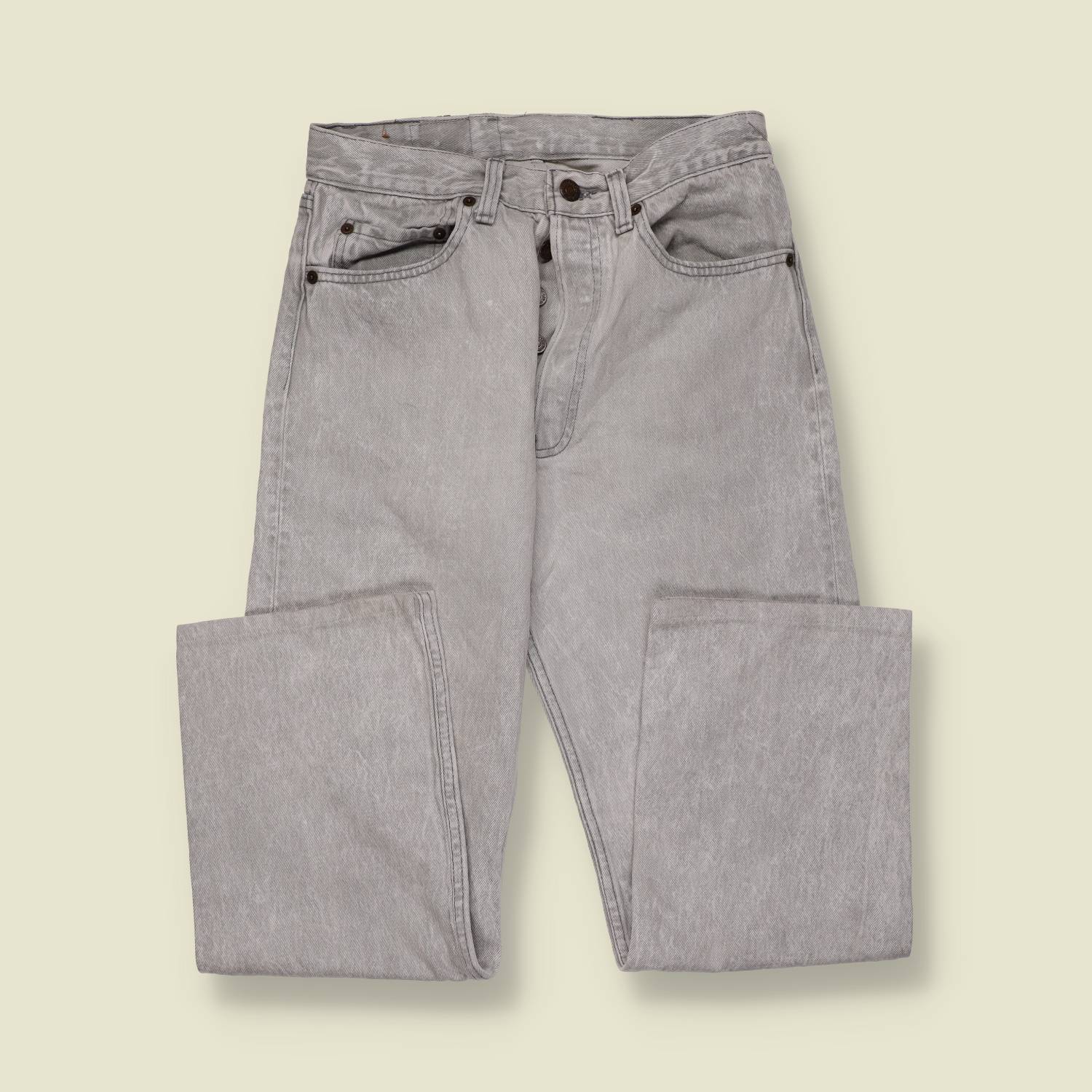 1980s–1990s | Levi’s 501 | Made in USA | Original Denim Jeans | Soft Grey Fade – w28