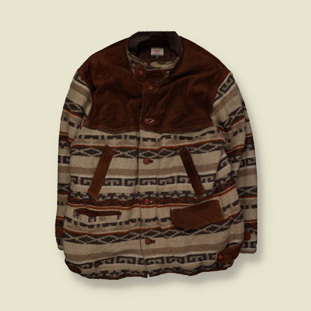 1980s–1990s | Eagle | Aztec Pattern Western Jacket | Wool & Suede – XL