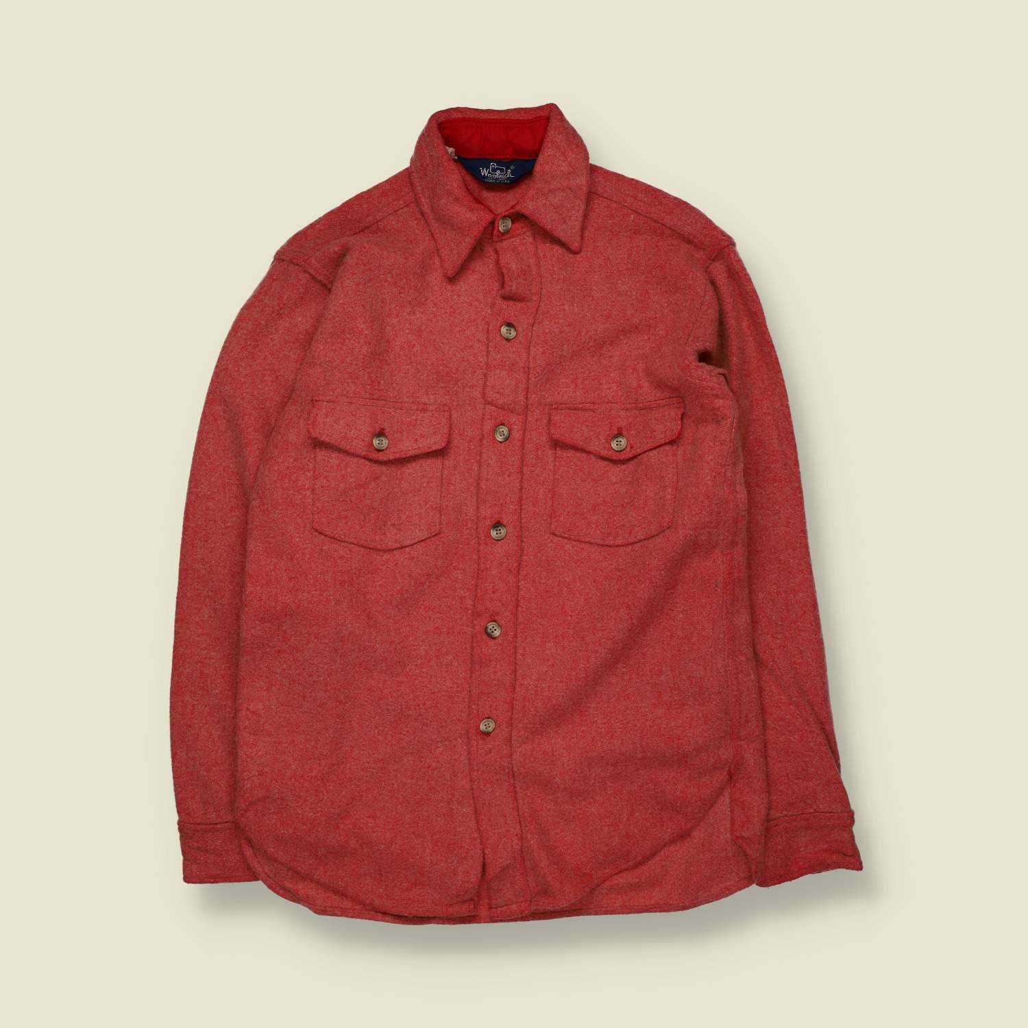 1980s–1990s | Woolrich | Wool Overshirt | Red | Made in USA – S