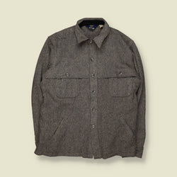 1970s–1980s | Woolrich | Heavy Wool Overshirt / Jacket | Grey Herringbone | Made in USA – XXXXL