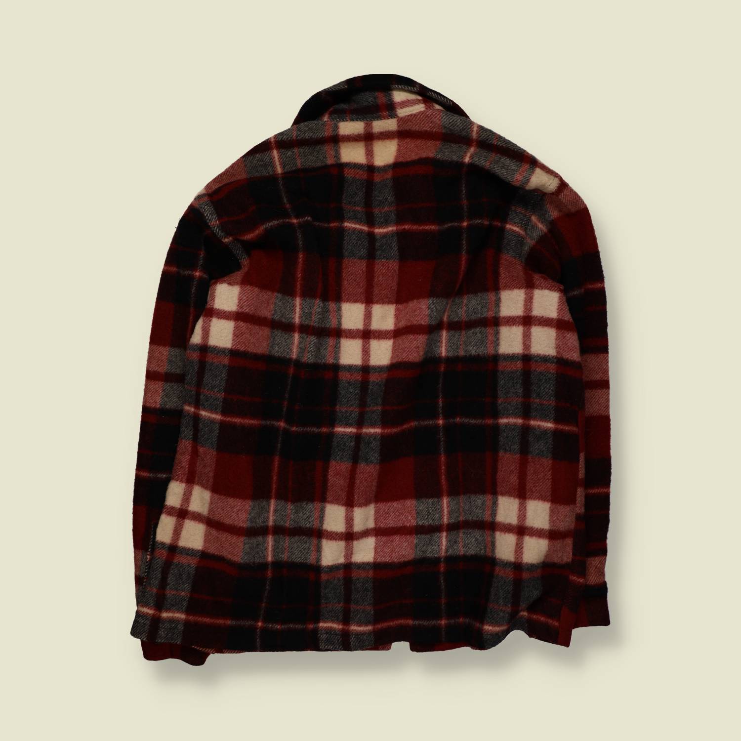 1970s | Woolrich | Wool Overshirt | Red, Black & Cream Plaid | Made in USA – XL