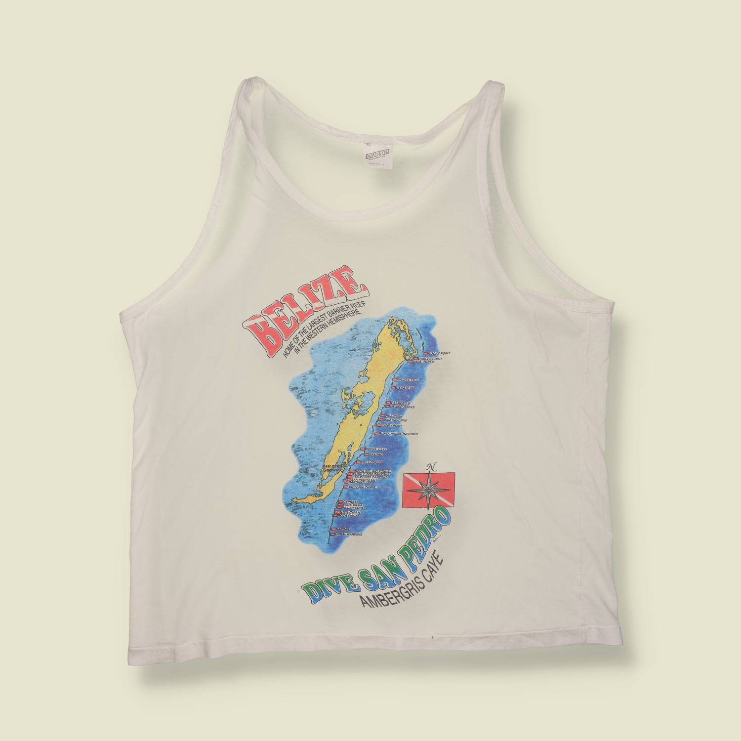 1980s | Belize | Graphic Vest Top | White – XXXXL