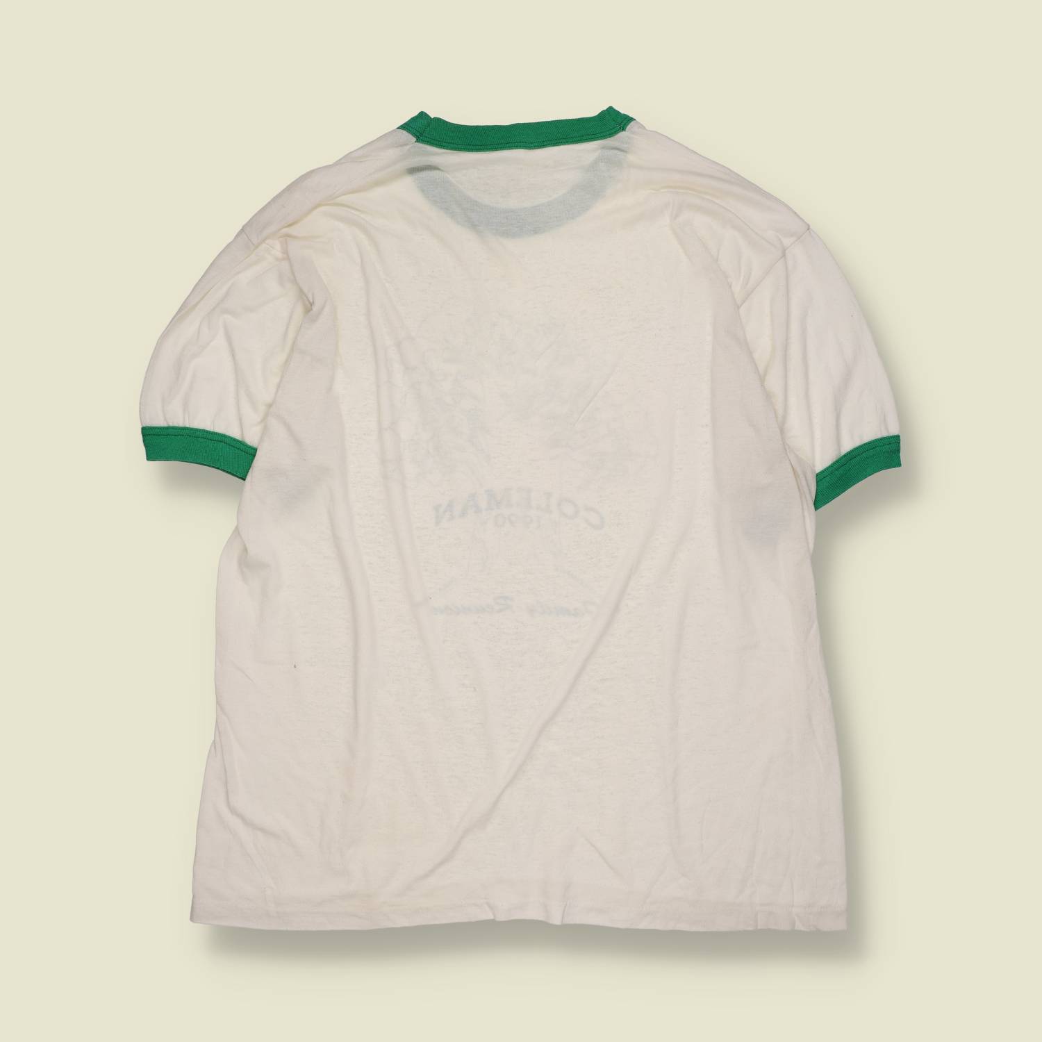 1990s | Screen Stars | Coleman Family Reunion Ringer T-Shirt | White / Green trim – L