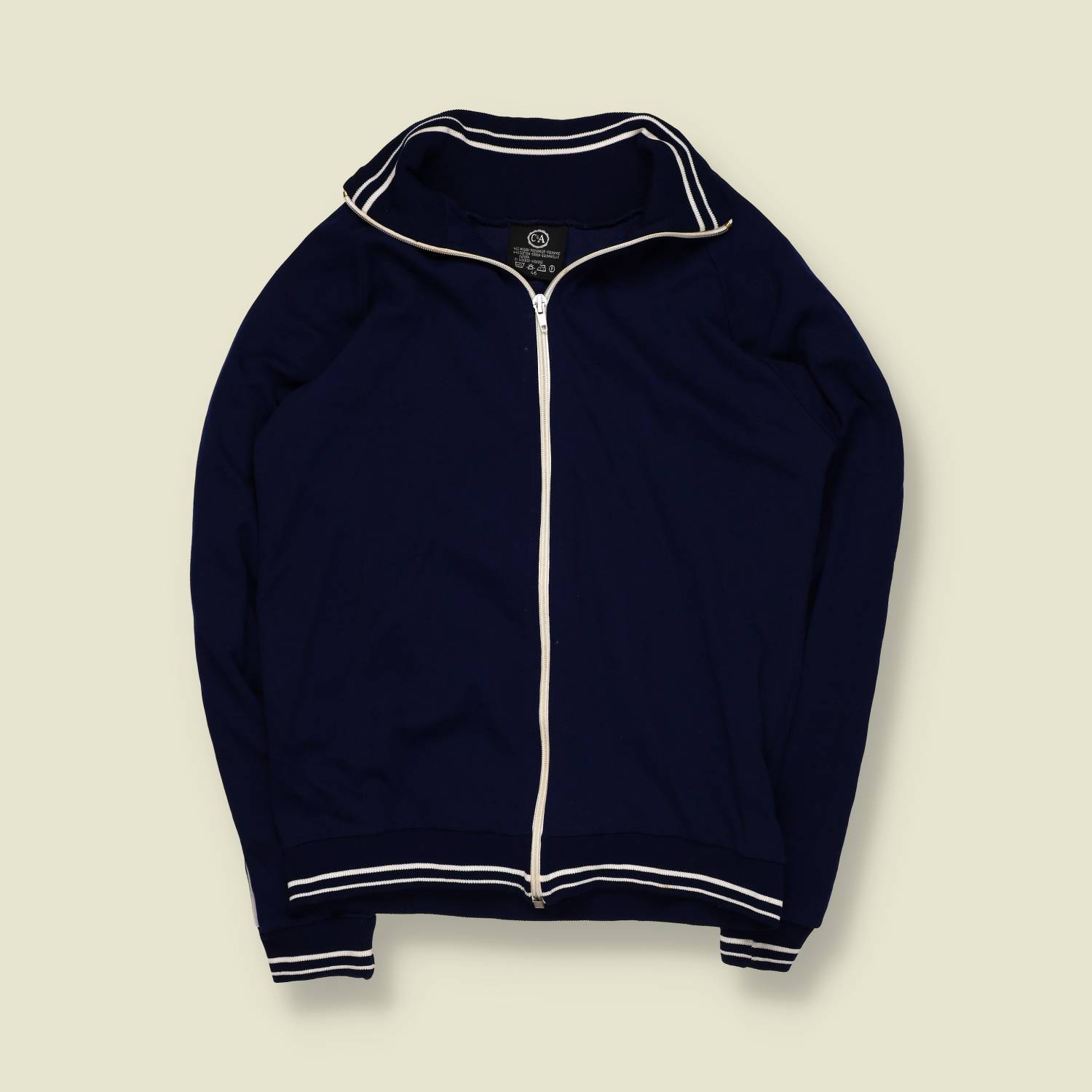 1970s | C&A | Track Jacket | Zip Front | Navy Blue – S