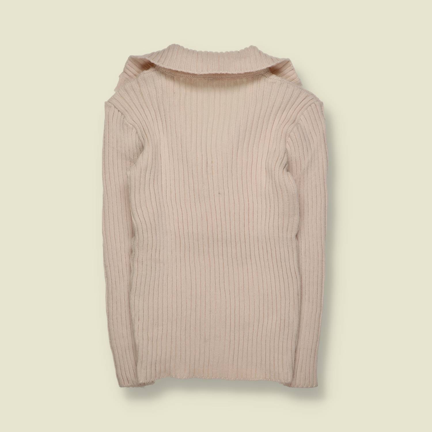 1970s | Alligiacchetti | Cable Knit Shawl Collar Jumper | Cream - XS