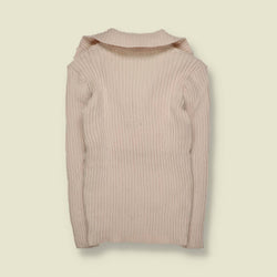 1970s | Alligiacchetti | Cable Knit Shawl Collar Jumper | Cream - XS