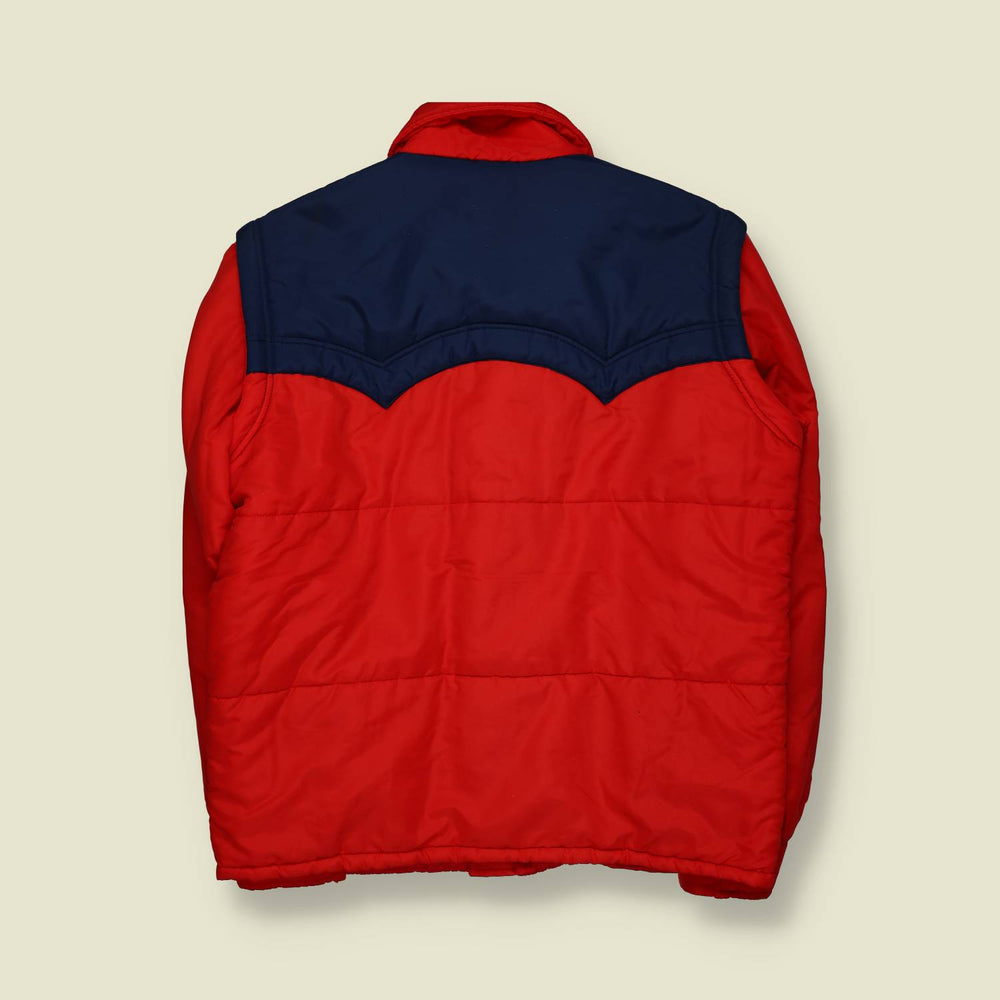 1970s | Unbranded | Padded Western Ski Jacket | Red / Navy - XXL