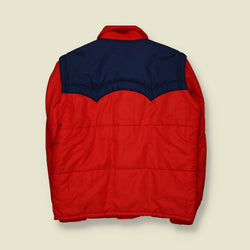 1970s | Unbranded | Padded Western Ski Jacket | Red / Navy - XXL