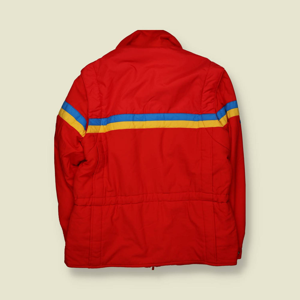 1970s | Skiwear | Padded ski jacket | Red / Blue / Yellow - L