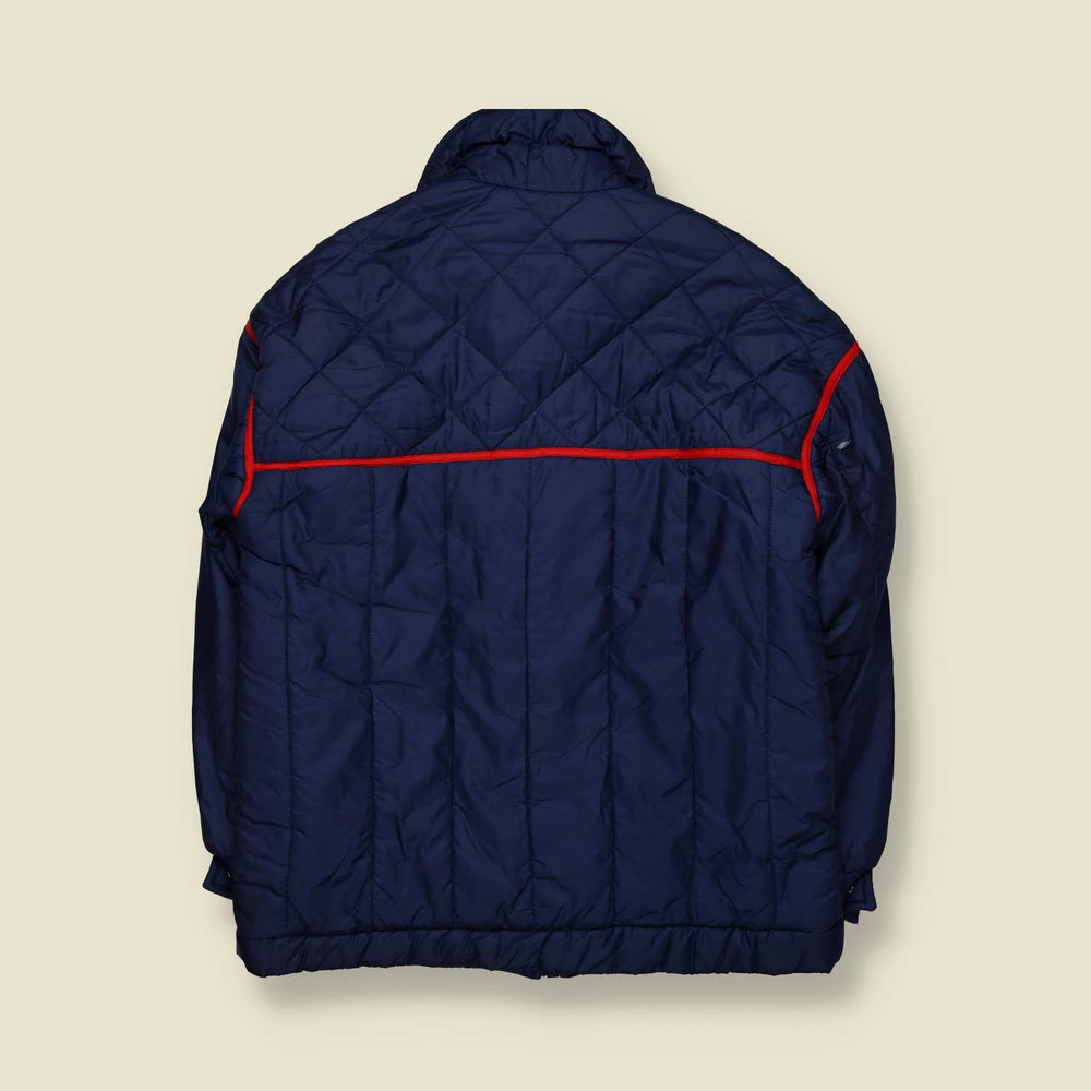 1970s | Unbranded | Padded Ski Jacket | Navy With Red Trim - L