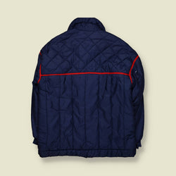 1970s | Unbranded | Padded Ski Jacket | Navy With Red Trim - L