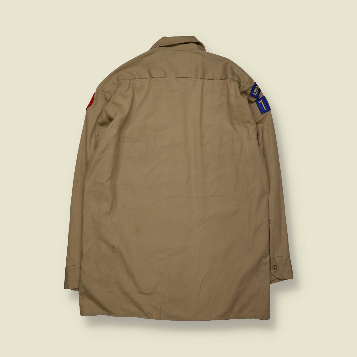 1990s | Dickies | Royal Rangers Patched Work Shirt | Made in USA | Khaki – M