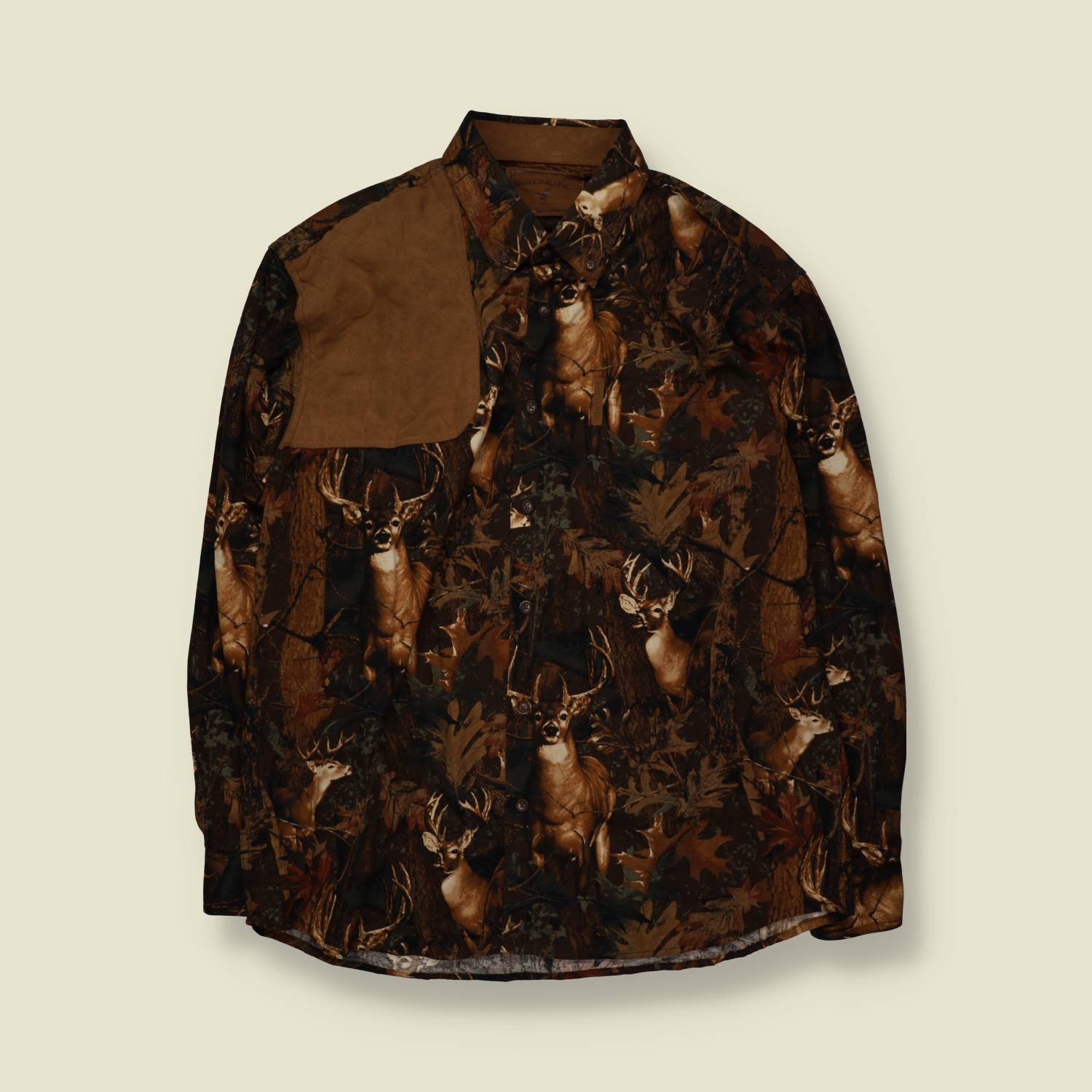 1990s | North River | Hunting Print Cotton Shirt | Deer Woodland Print – XXL