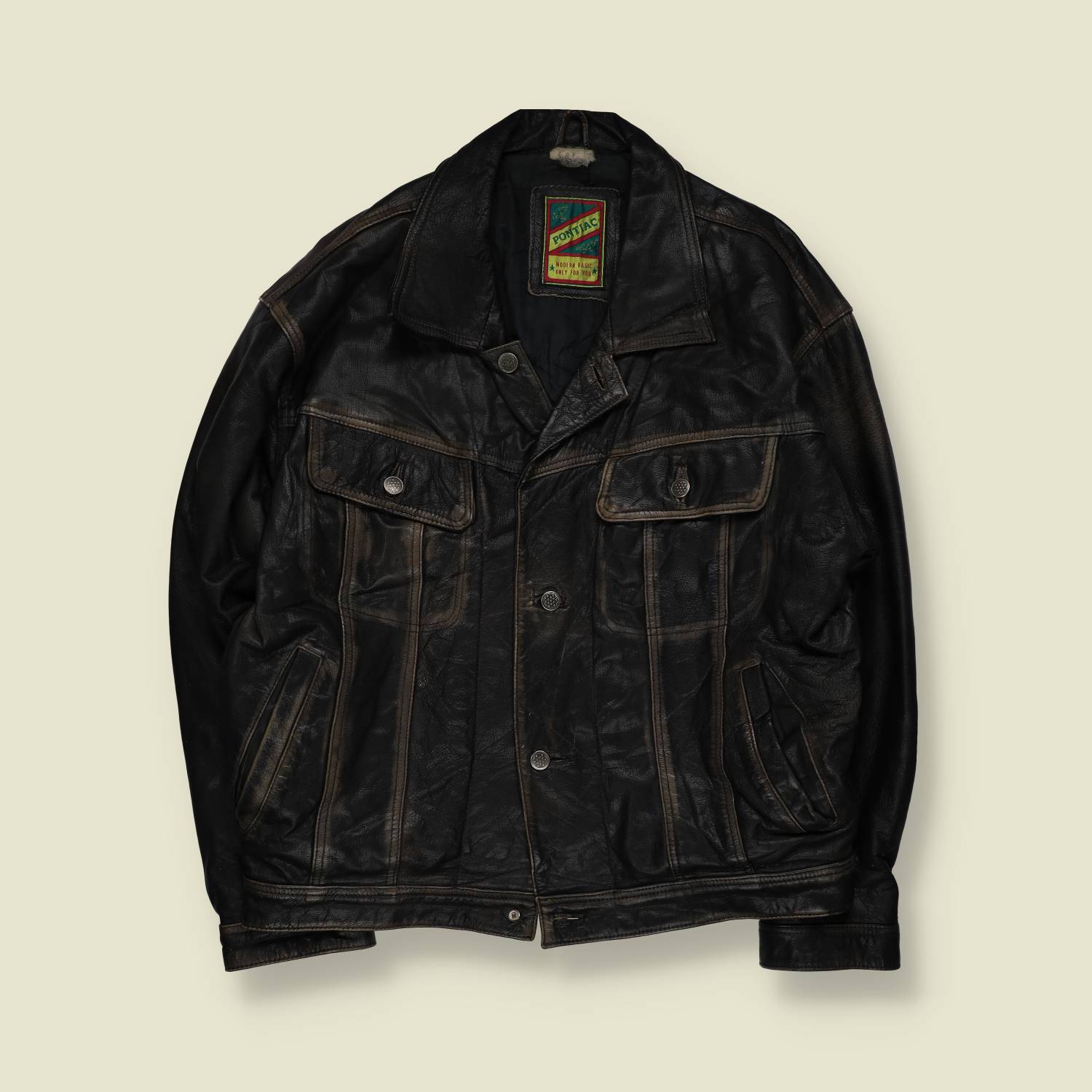 1980s | Pontiac | Western Soft Leather Jacket | Black - XL