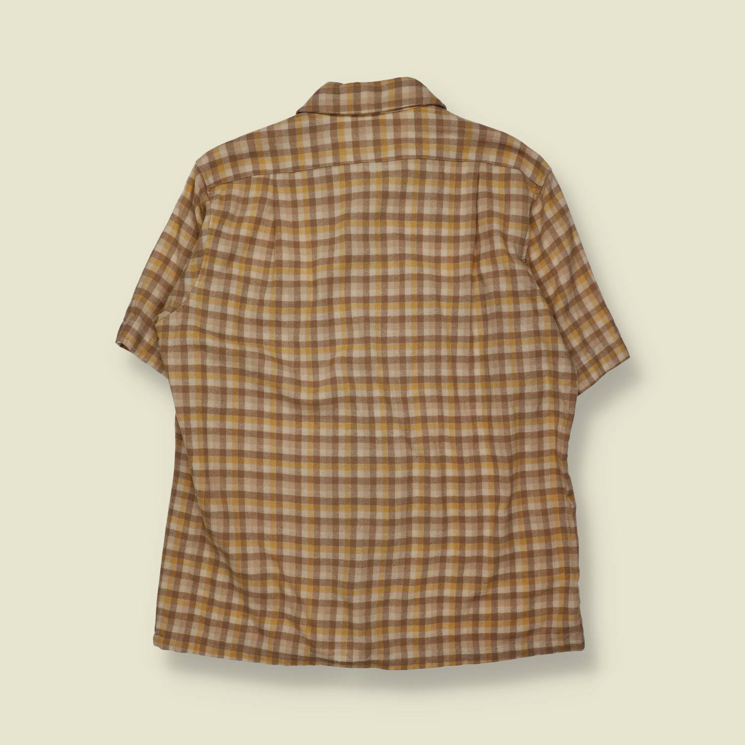 1970s | Pendleton | Short Sleeve Wool Flannel Shirt | Brown Check – M
