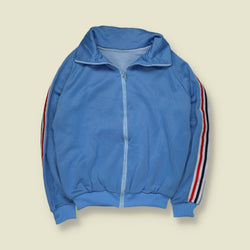 1970s | Sports Track Jacket | Polyester | Sky Blue – S