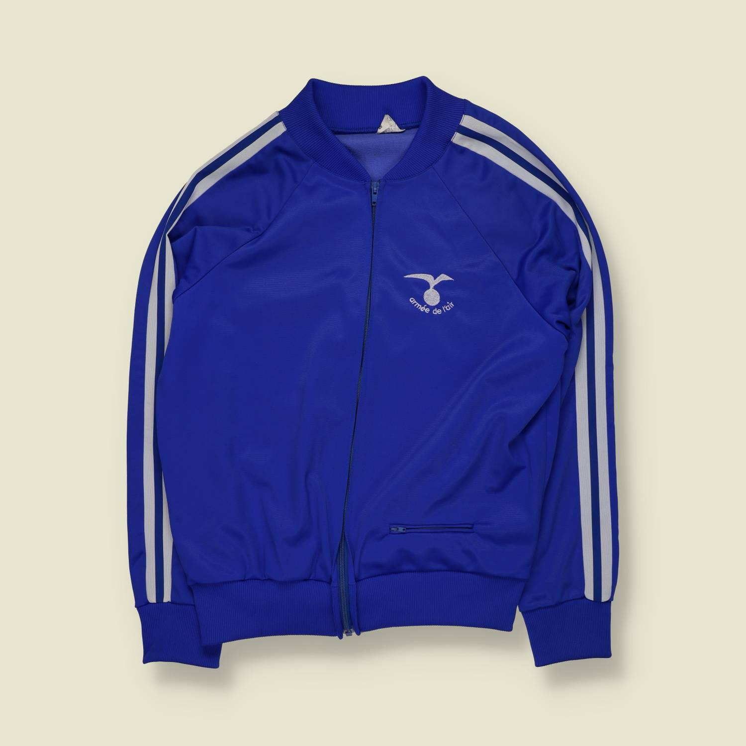 1970s | French Air Force | Sports Track Jacket | Polyester | Royal Blue – M